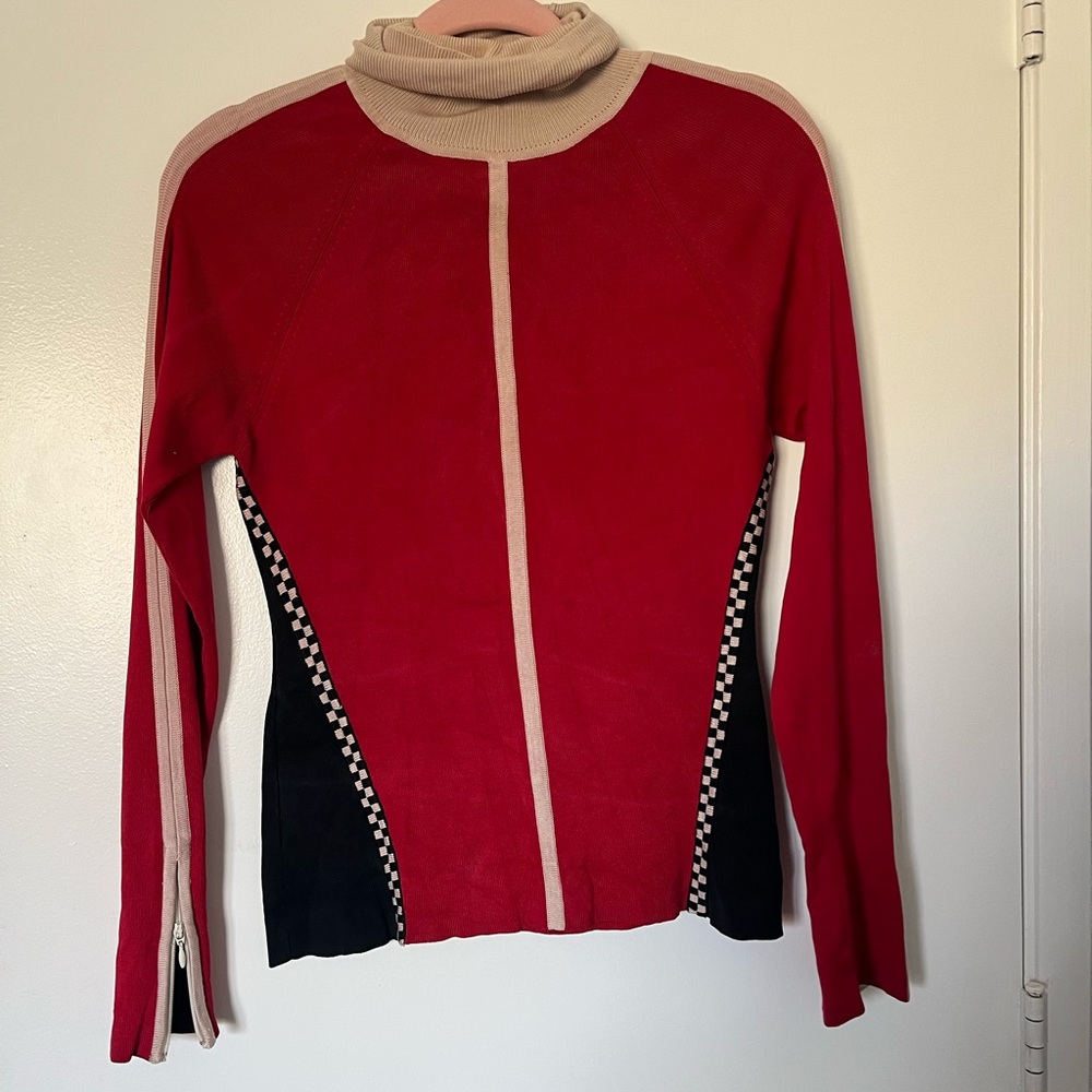 Karen Mullen Red and Black silk Women's Sweater